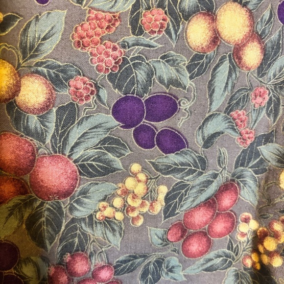 Vintage Bohemian Academia Floral Fruit Patterned Vest with Red Lining Large - Picture 6 of 6